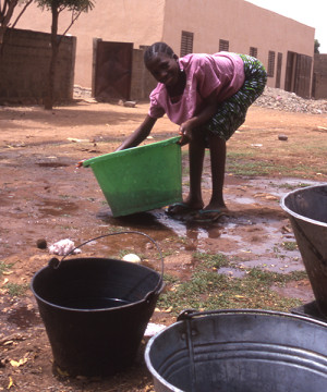 Washing out the buckets