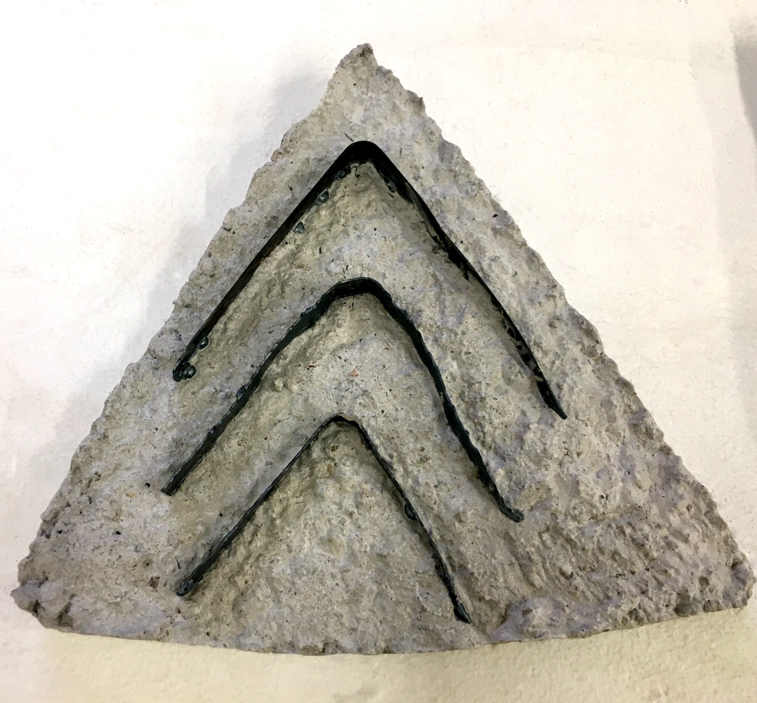 Triangle, 32" x 12" x 11", Concrete, Steel, 2017; Multiple Exposures, Museum of Arts & Design, NYC, 2014